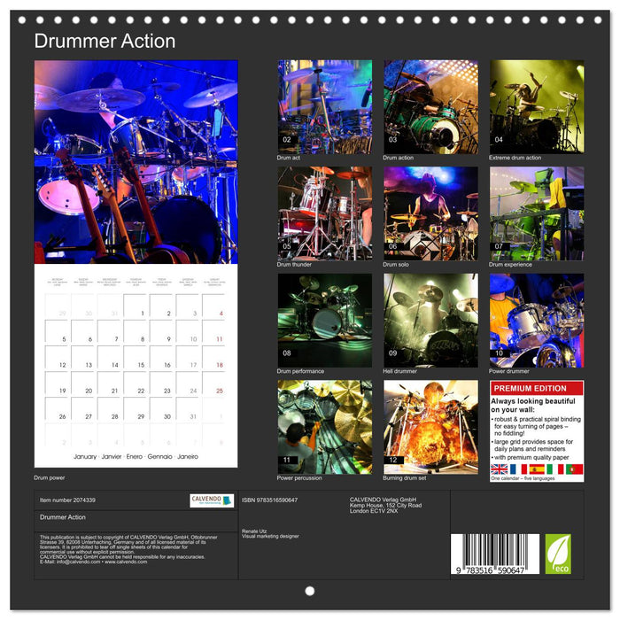Drummer Action (CALVENDO Monthly Calendar 2026)
