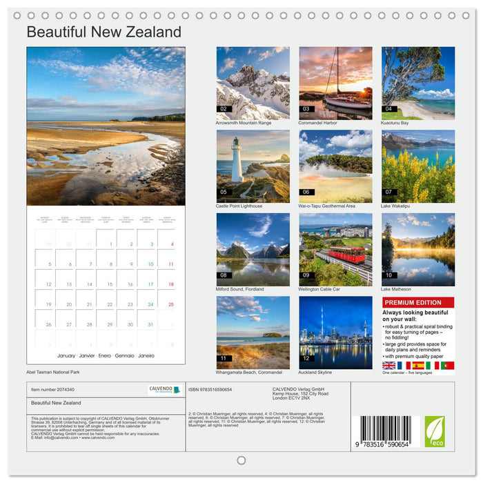Beautiful New Zealand (CALVENDO Monthly Calendar 2026)