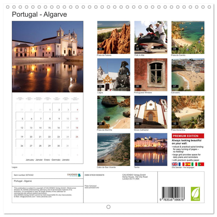 Portugal - Algarve (CALVENDO Monthly Calendar 2026)