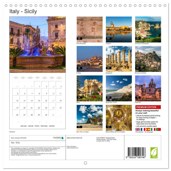 Italy - Sicily (CALVENDO Monthly Calendar 2026)
