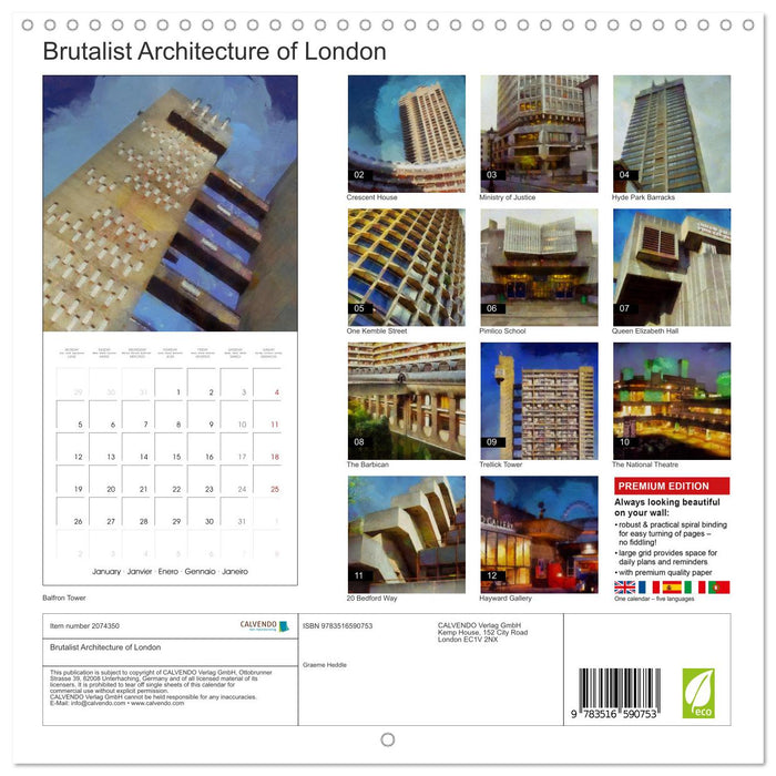 Brutalist Architecture of London (CALVENDO Monthly Calendar 2026)