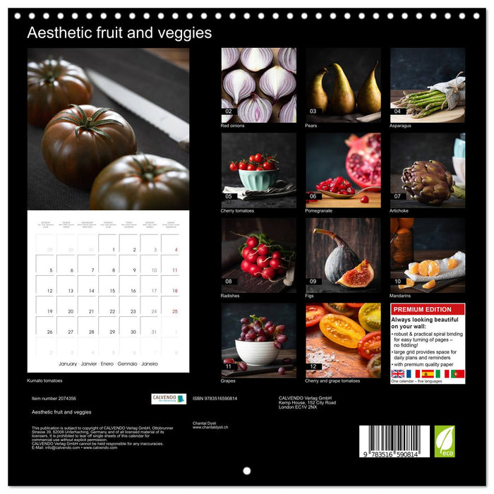 Aesthetic fruit and veggies (CALVENDO Monthly Calendar 2026)