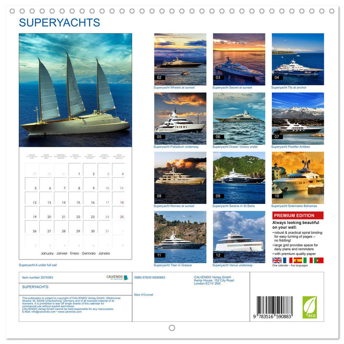 SUPERYACHTS (CALVENDO Monthly Calendar 2026)