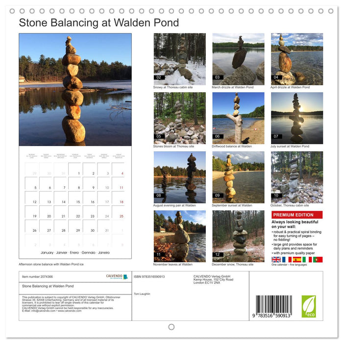 Stone Balancing at Walden Pond (CALVENDO Monthly Calendar 2026)