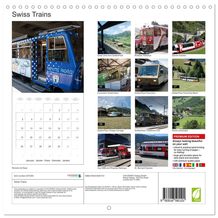 Swiss Trains (CALVENDO Monthly Calendar 2026)
