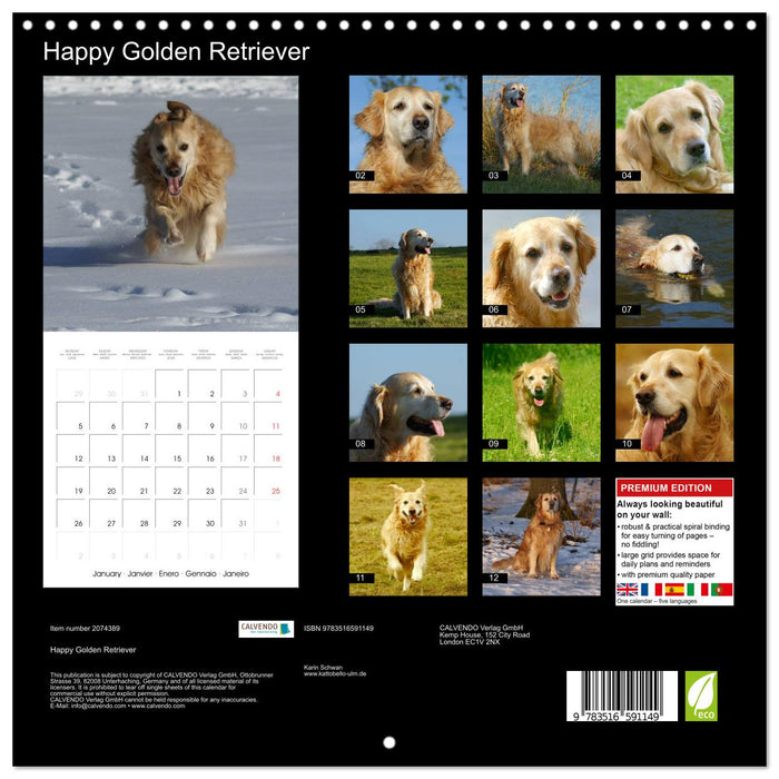 Happy Golden Retriever (CALVENDO Monthly Calendar 2026)