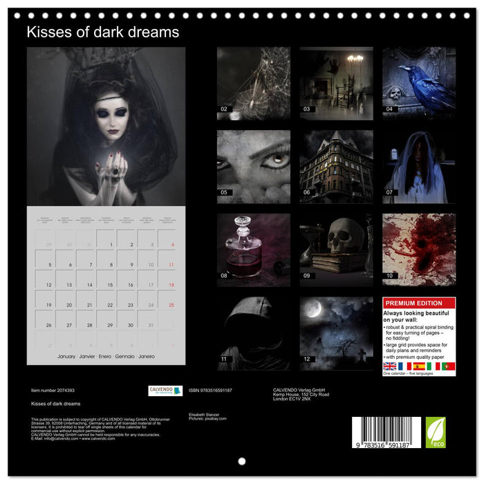 Kisses of dark dreams (CALVENDO Monthly Calendar 2026)