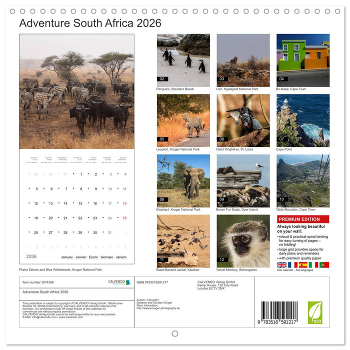 Adventure South Africa 2026 (CALVENDO Monthly Calendar 2026)