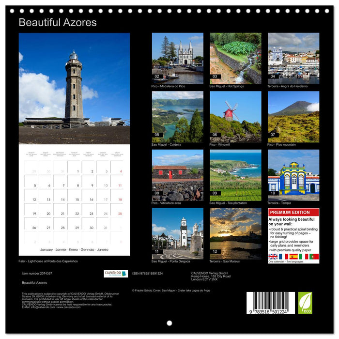 Beautiful Azores (CALVENDO Monthly Calendar 2026)