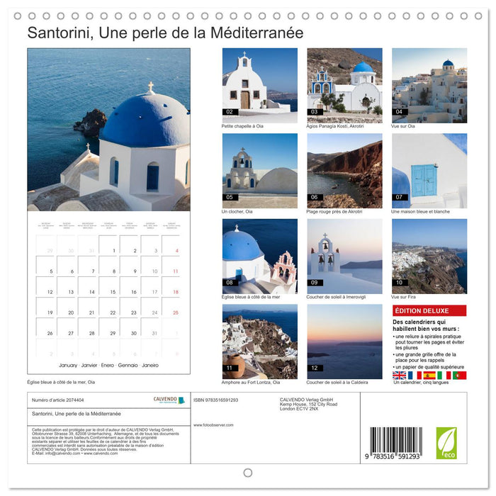 Santorini, Une perle de la Méditerranée (CALVENDO Calendrier mensuel 2026)