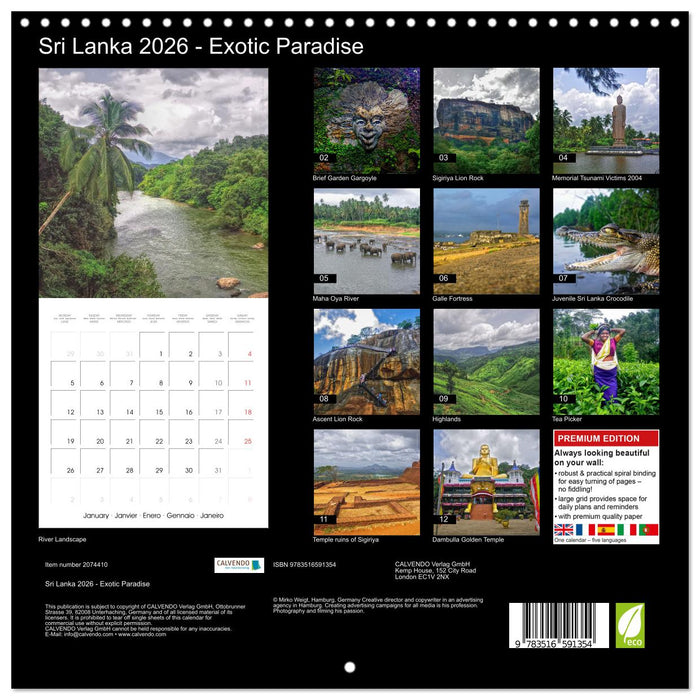Sri Lanka 2026 - Exotic Paradise (CALVENDO Monthly Calendar 2026)
