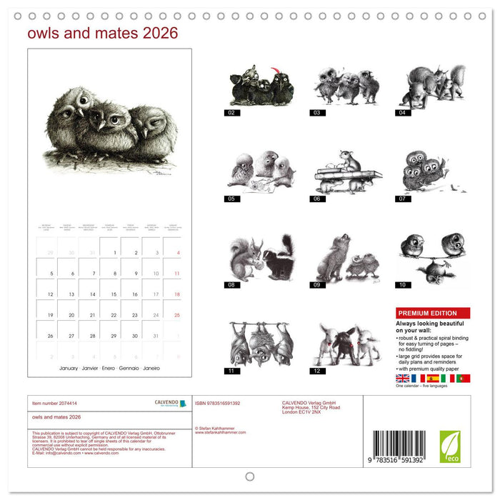 owls and mates 2026 (CALVENDO Monthly Calendar 2026)