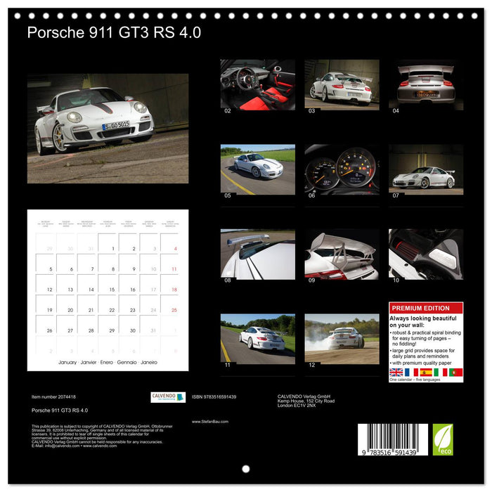 Porsche 911 GT3 RS 4.0 (CALVENDO Monthly Calendar 2026)