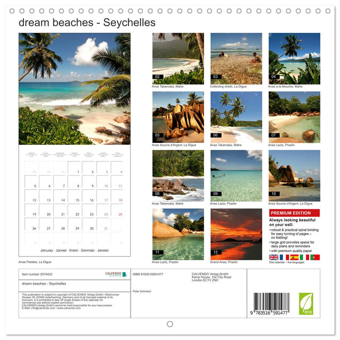 dream beaches - Seychelles (CALVENDO Monthly Calendar 2026)