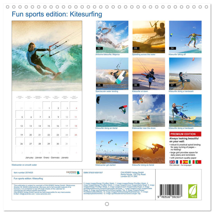 Fun sports edition: Kitesurfing (CALVENDO Monthly Calendar 2026)