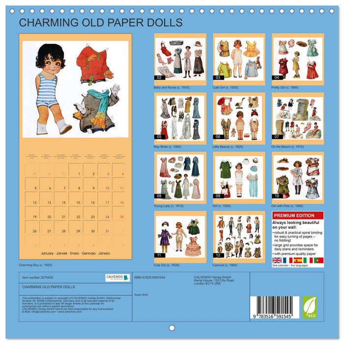 CHARMING OLD PAPER DOLLS (CALVENDO Monthly Calendar 2026)
