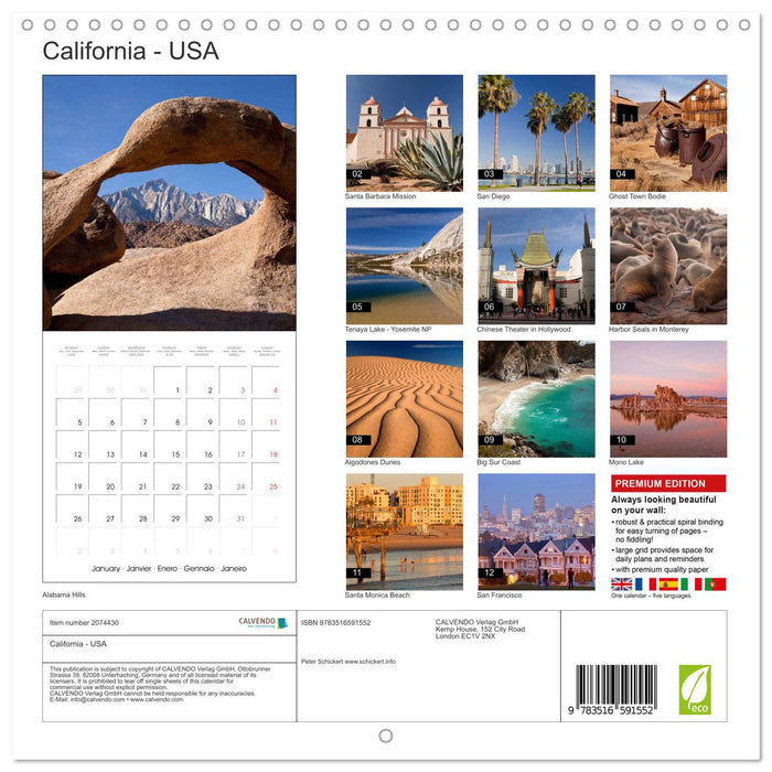 California - USA (CALVENDO Monthly Calendar 2026)