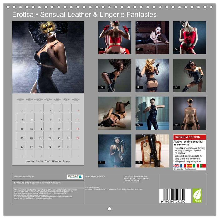 Erotica • Sensual Leather & Lingerie Fantasies (CALVENDO Monthly Calendar 2026)