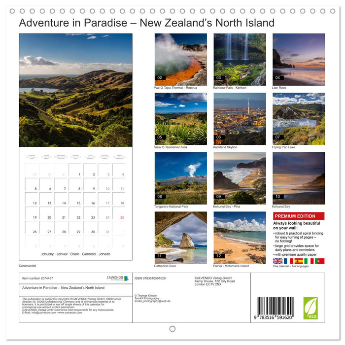 Adventure in Paradise – New Zealand’s North Island (CALVENDO Monthly Calendar 2026)