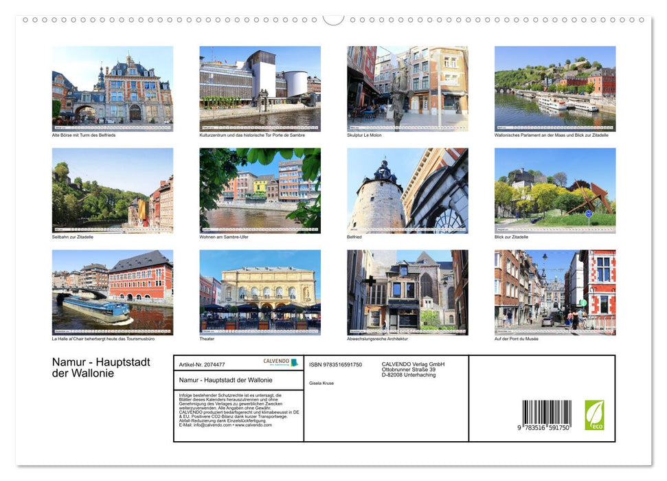 Namur - Hauptstadt der Wallonie (CALVENDO Premium Wandkalender 2026)