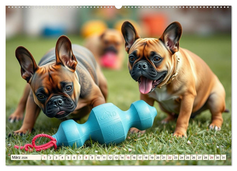Frenchies in Spiellaune (CALVENDO Premium Wandkalender 2026)