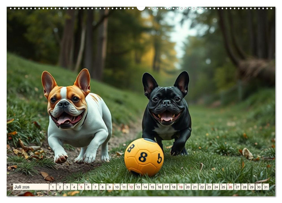 Frenchies in Spiellaune (CALVENDO Premium Wandkalender 2026)