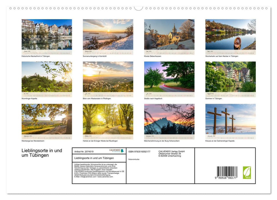 Lieblingsorte in und um Tübingen (CALVENDO Premium Wandkalender 2026)
