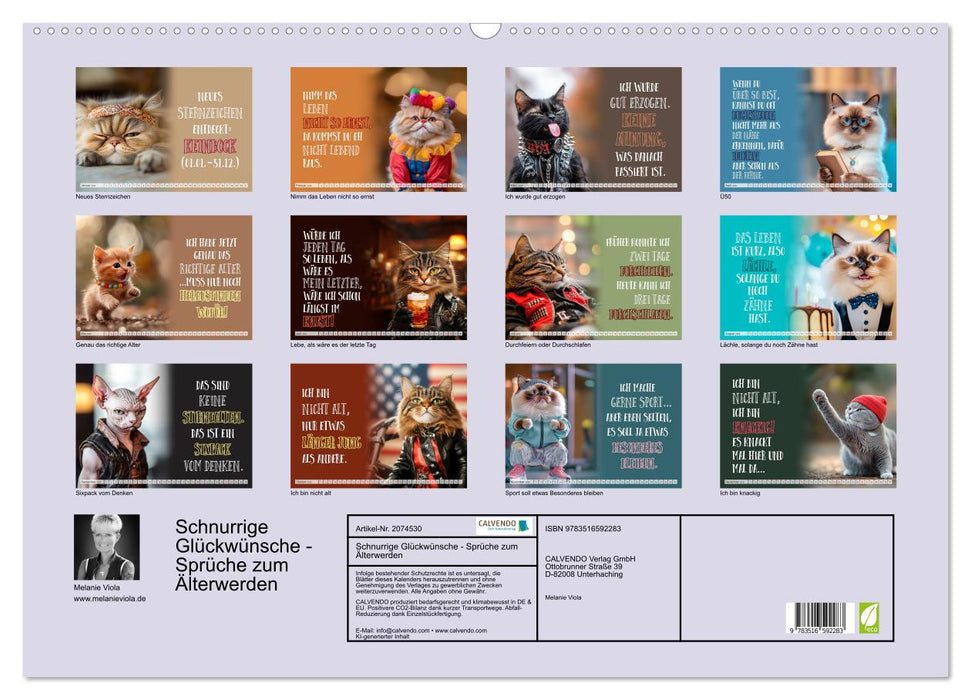 Schnurrige Glückwünsche - Sprüche zum Älterwerden (CALVENDO Wandkalender 2026)