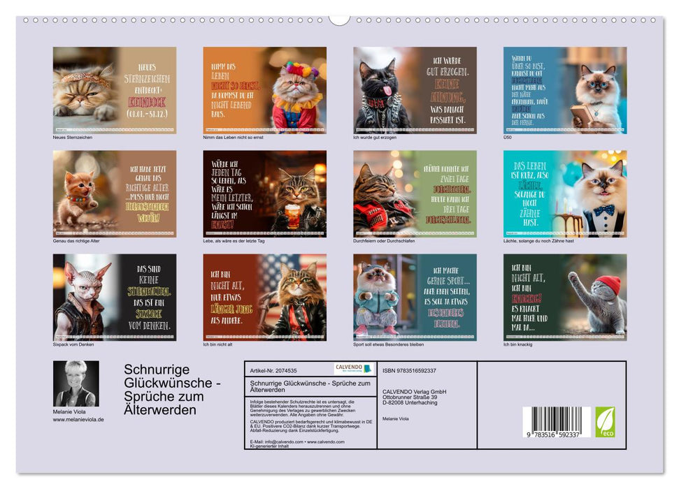 Schnurrige Glückwünsche - Sprüche zum Älterwerden (CALVENDO Premium Wandkalender 2026)