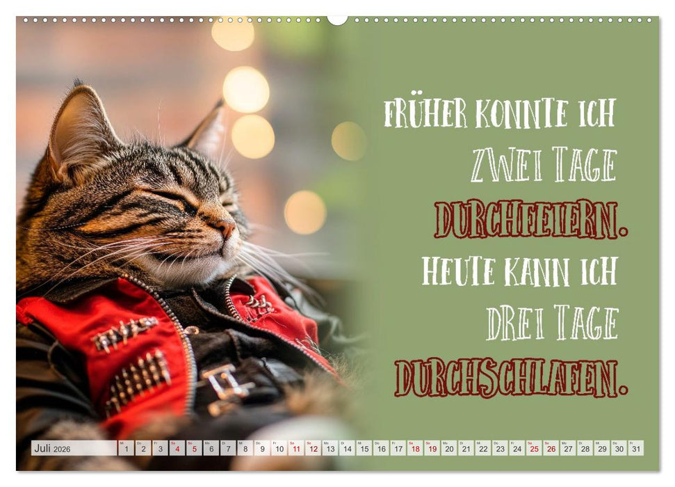 Schnurrige Glückwünsche - Sprüche zum Älterwerden (CALVENDO Premium Wandkalender 2026)