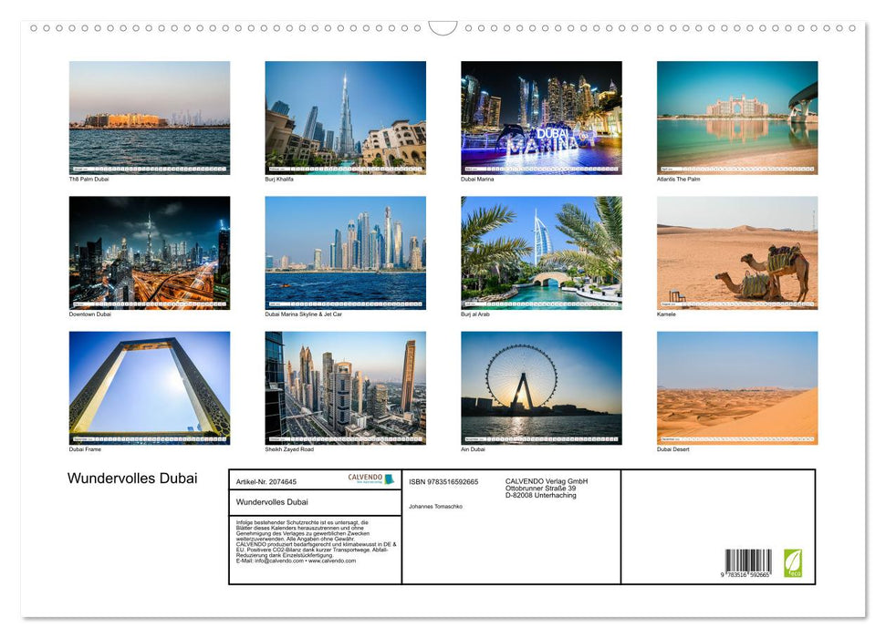 Wundervolles Dubai (CALVENDO Wandkalender 2026)