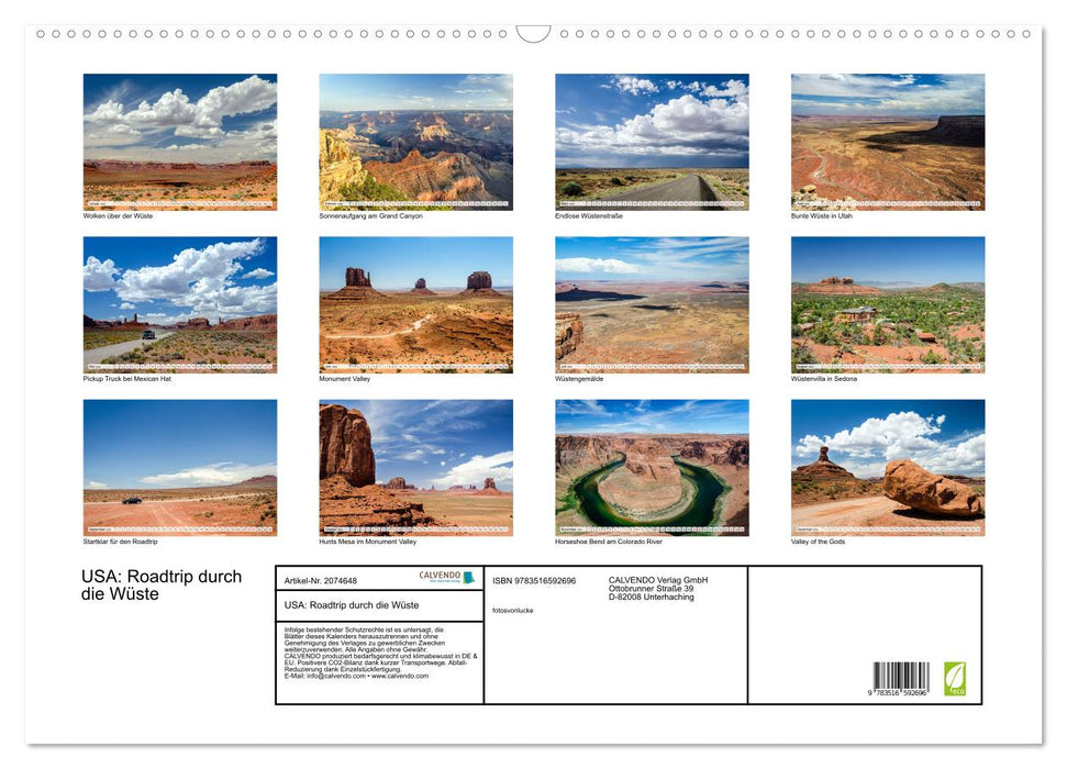 USA: Roadtrip durch die Wüste (CALVENDO Wandkalender 2026)