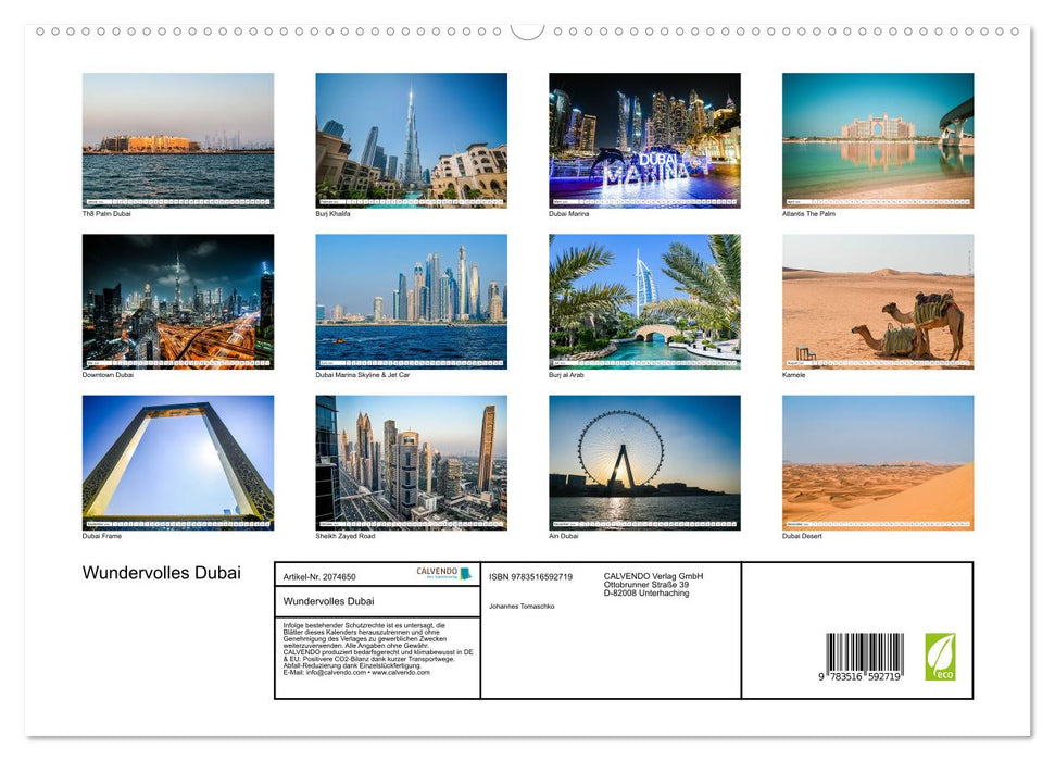 Wundervolles Dubai (CALVENDO Premium Wandkalender 2026)