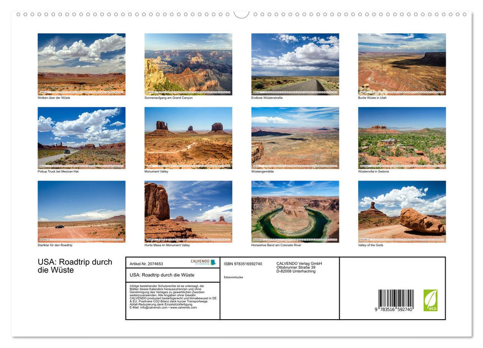 USA: Roadtrip durch die Wüste (CALVENDO Premium Wandkalender 2026)