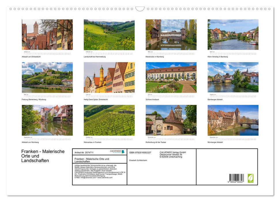 Franken - Malerische Orte und Landschaften (CALVENDO Wandkalender 2026)