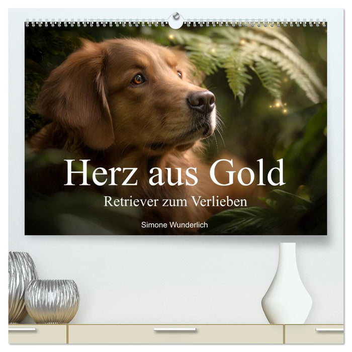 Herz aus Gold - Retriever zum Verlieben (CALVENDO Premium Wandkalender 2026)