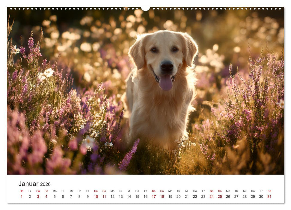 Herz aus Gold - Retriever zum Verlieben (CALVENDO Premium Wandkalender 2026)