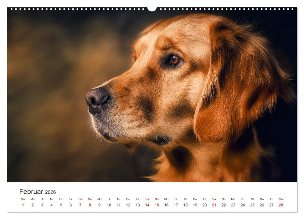 Herz aus Gold - Retriever zum Verlieben (CALVENDO Premium Wandkalender 2026)