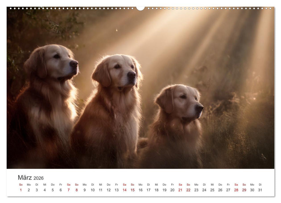 Herz aus Gold - Retriever zum Verlieben (CALVENDO Premium Wandkalender 2026)