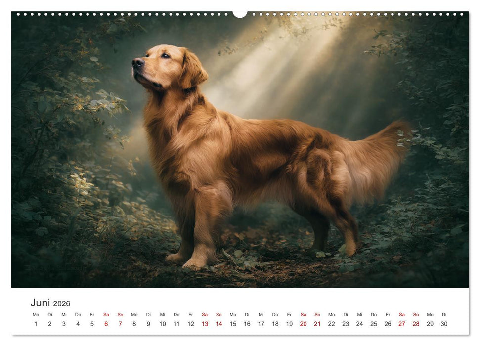 Herz aus Gold - Retriever zum Verlieben (CALVENDO Premium Wandkalender 2026)