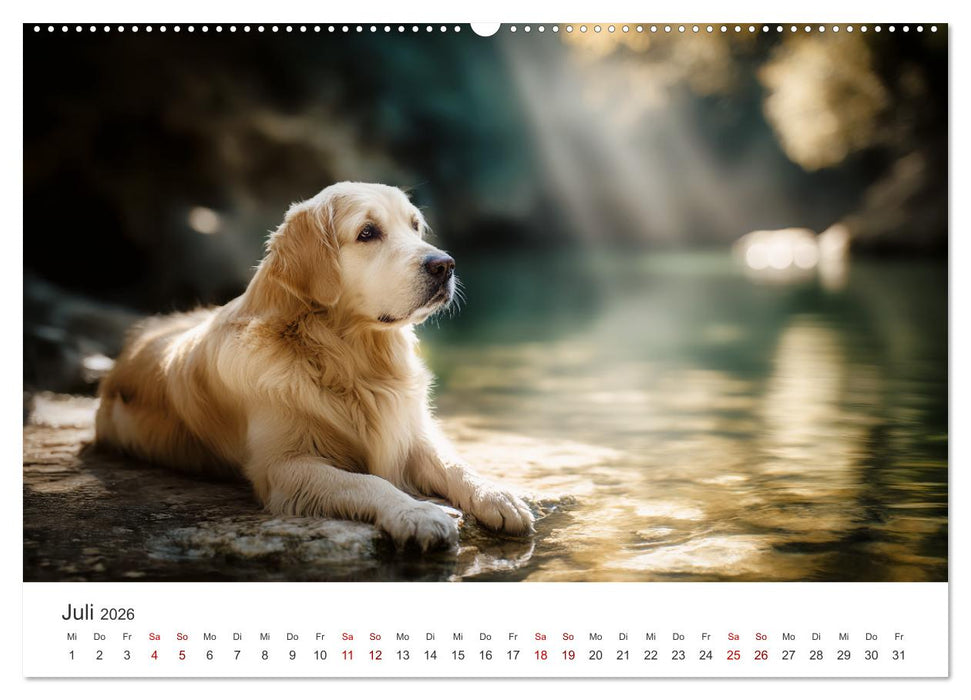 Herz aus Gold - Retriever zum Verlieben (CALVENDO Premium Wandkalender 2026)
