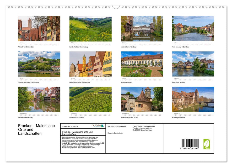 Franken - Malerische Orte und Landschaften (CALVENDO Premium Wandkalender 2026)