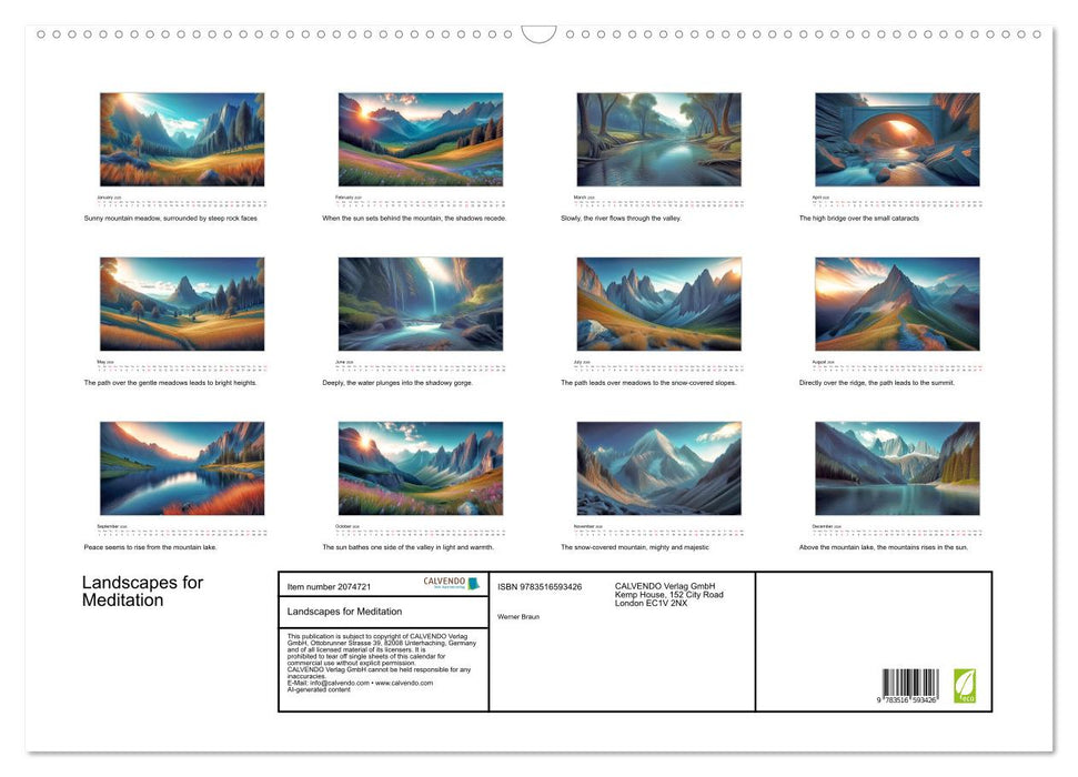 Landscapes for Meditation (CALVENDO Monthly Calendar 2026)