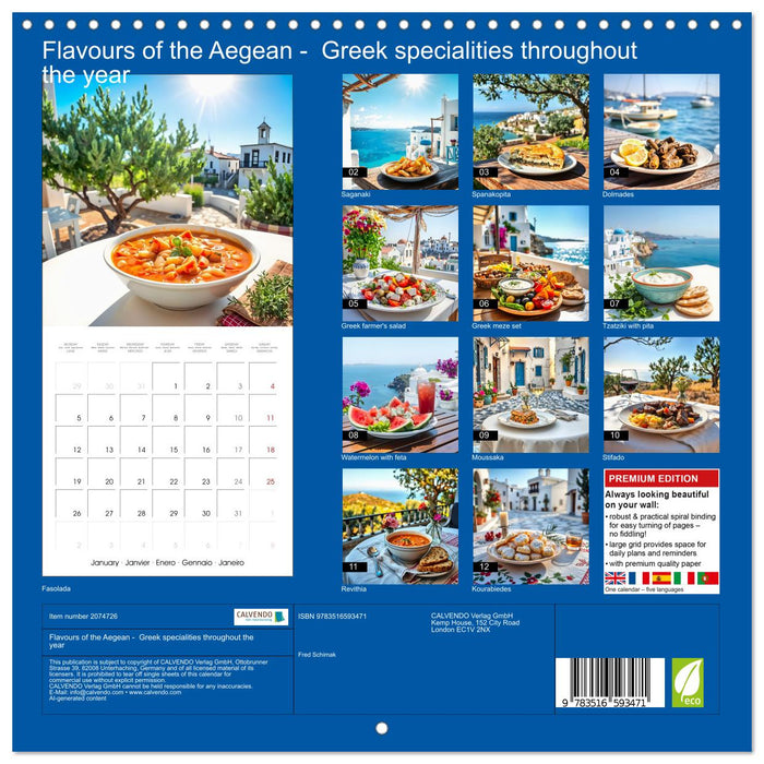Flavours of the Aegean - Greek specialities throughout the year (CALVENDO Monthly Calendar 2026)