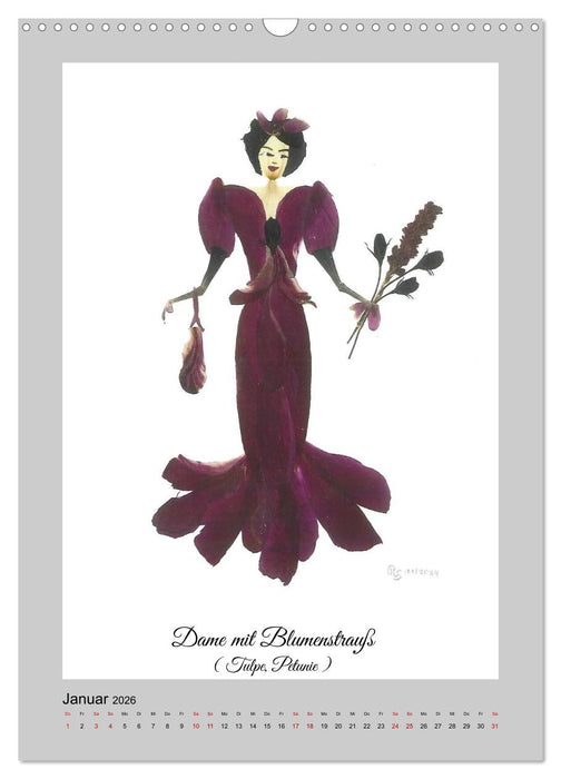 Aus Blüten werden elegante Damen (CALVENDO Wandkalender 2026)