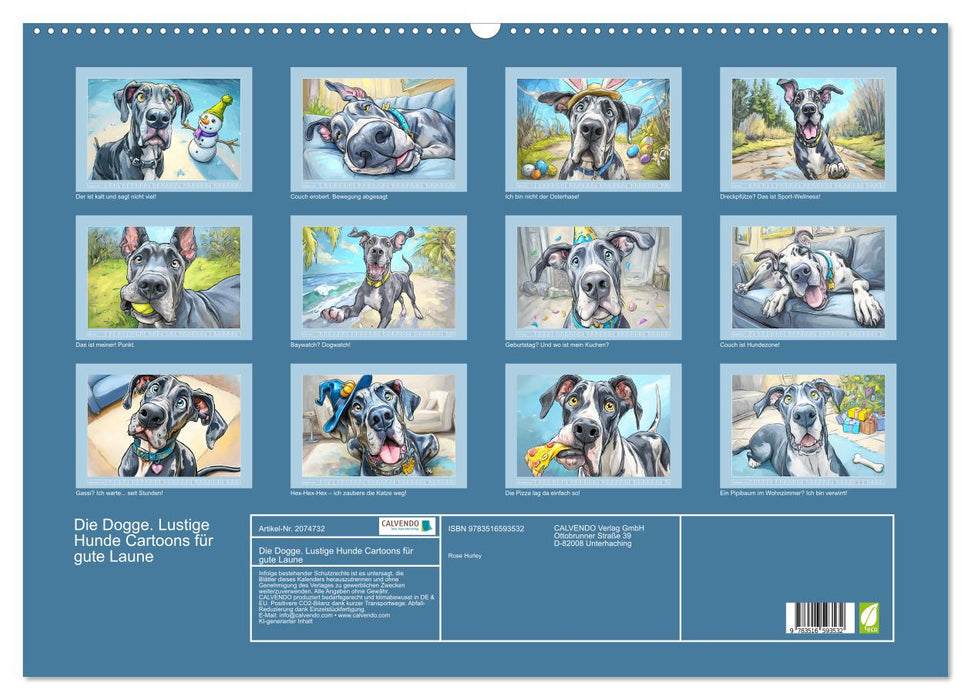 Die Dogge. Lustige Hunde Cartoons für gute Laune (CALVENDO Wandkalender 2026)