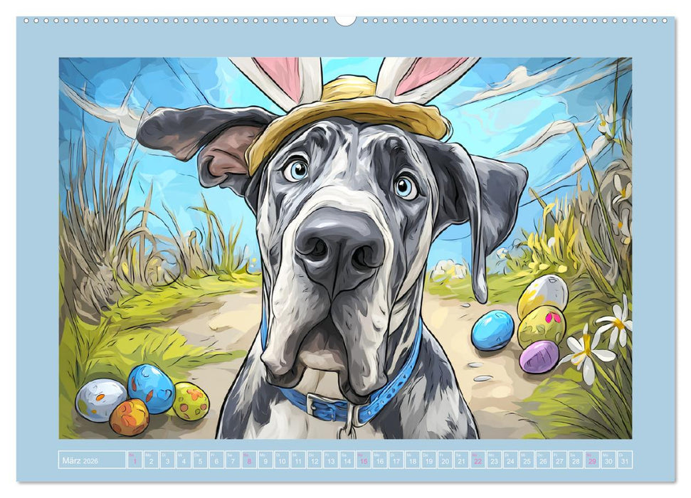 Die Dogge. Lustige Hunde Cartoons für gute Laune (CALVENDO Wandkalender 2026)
