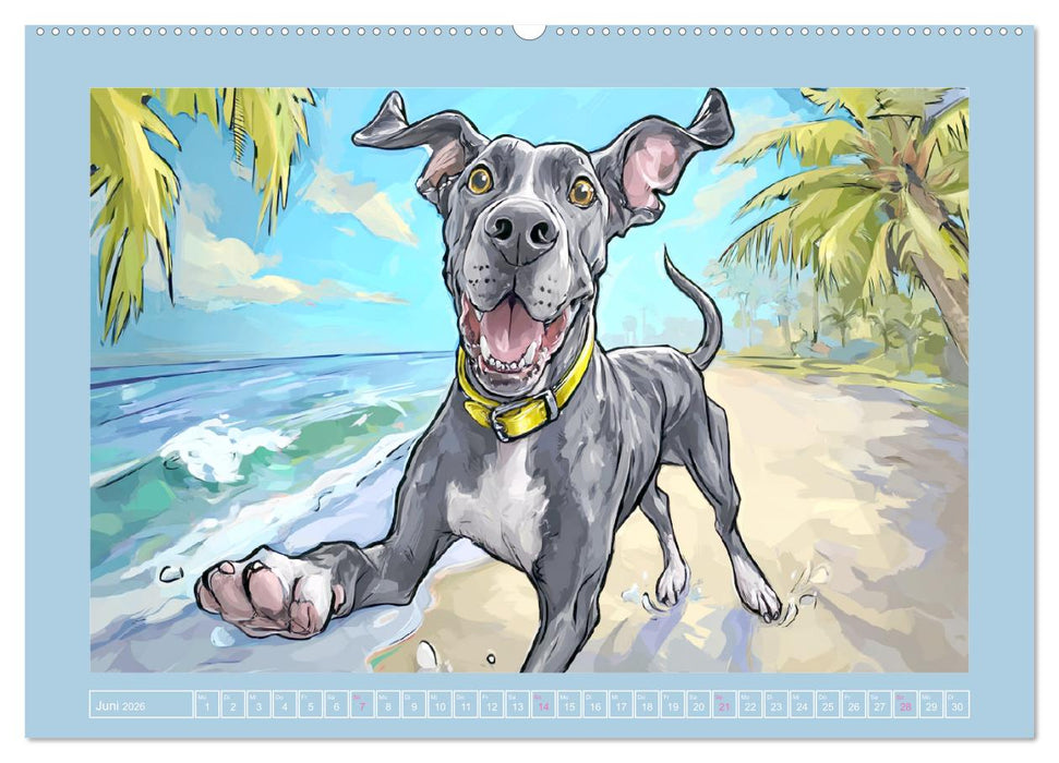 Die Dogge. Lustige Hunde Cartoons für gute Laune (CALVENDO Wandkalender 2026)