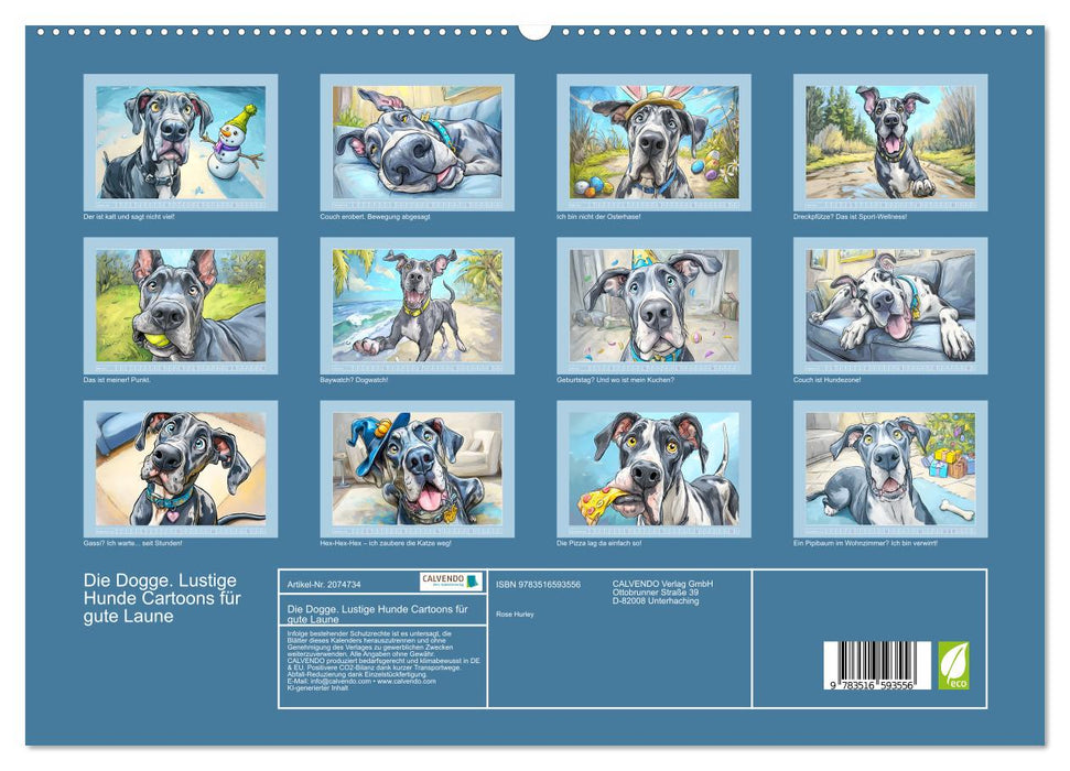Die Dogge. Lustige Hunde Cartoons für gute Laune (CALVENDO Premium Wandkalender 2026)