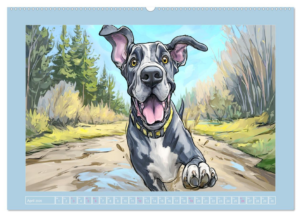 Die Dogge. Lustige Hunde Cartoons für gute Laune (CALVENDO Premium Wandkalender 2026)